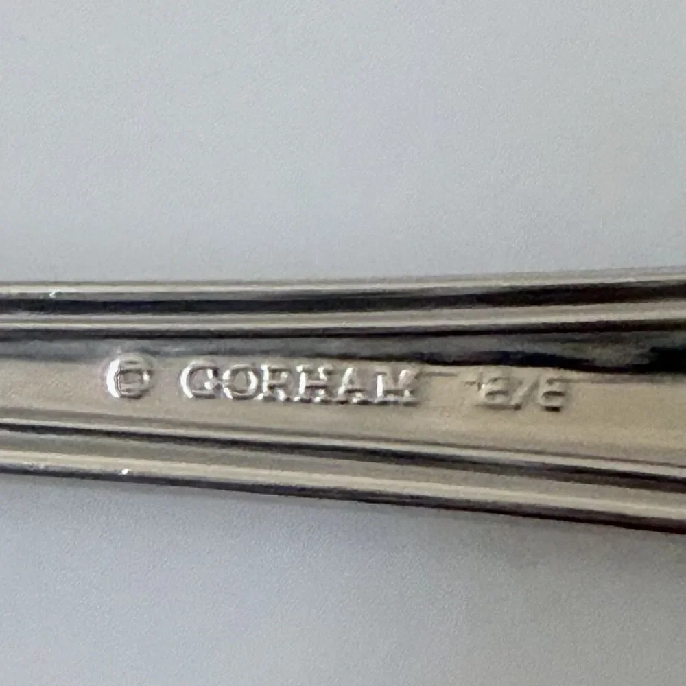 4pc GORHAM Monet Frosted Stainless Soup Spoons 7” Glossy Satin 18/8